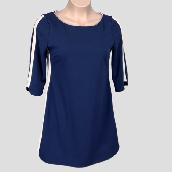 Vince Camuto Navy Blue Side Stripe Shift Dress 14 - Picture 1 of 10
